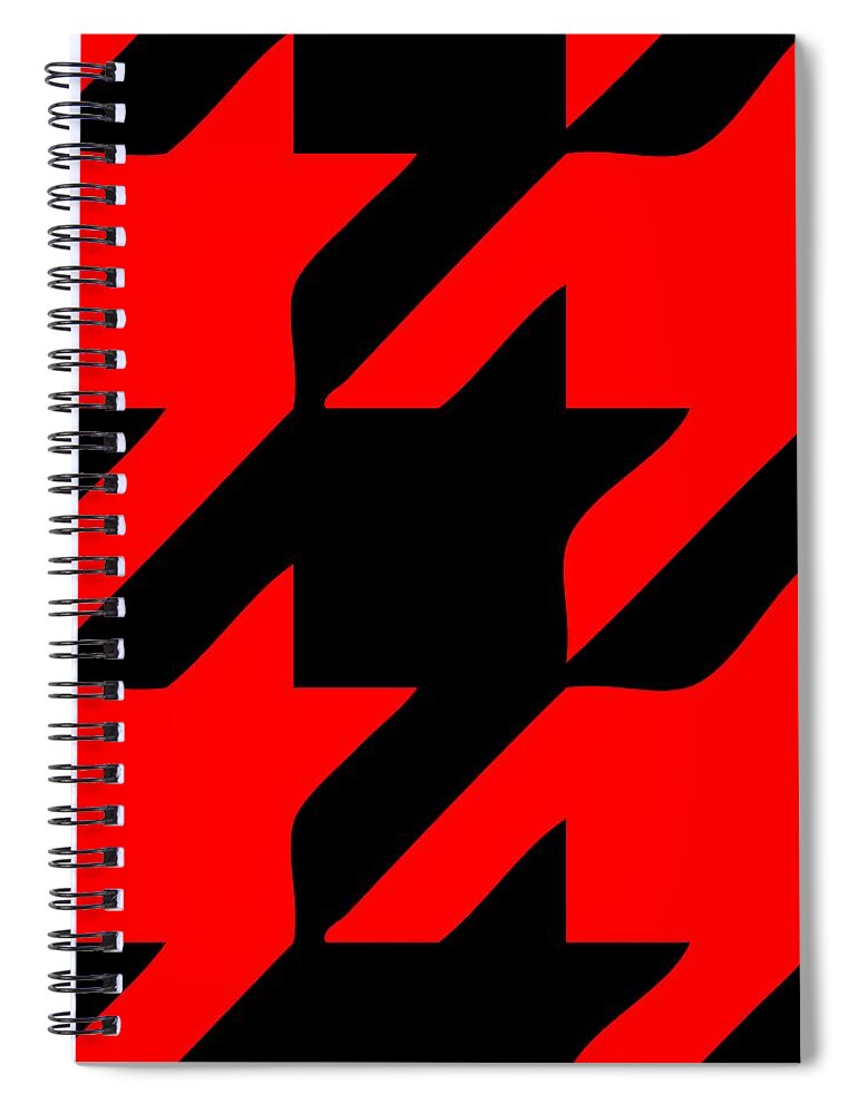 Houndstooth Spiral Notebook featuring the digital art Rounded Houndstooth Black Background 02-P0123 by Custom Home Fashions