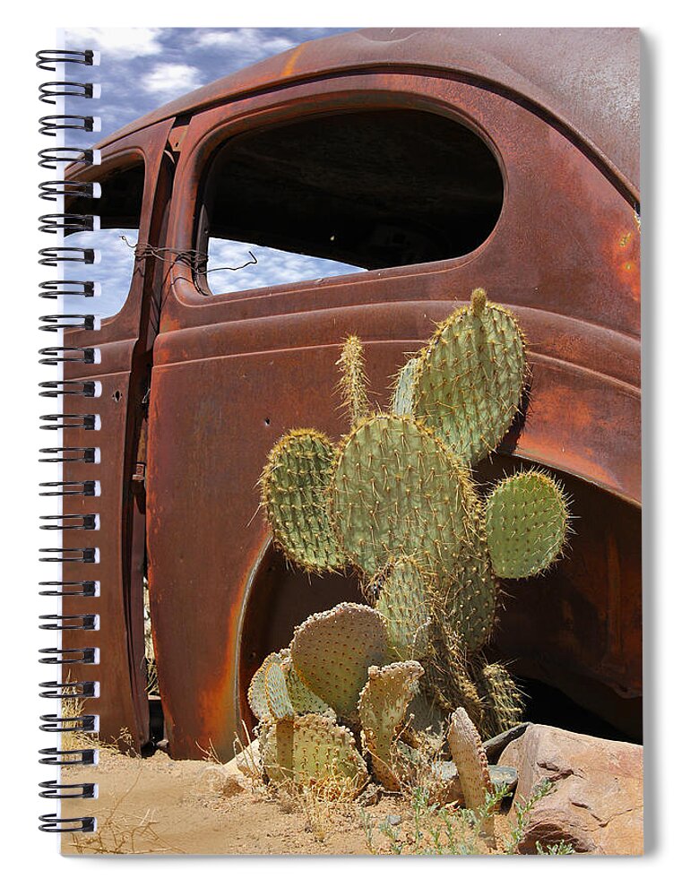 Southwest Spiral Notebook featuring the photograph Route 66 Cactus by Mike McGlothlen