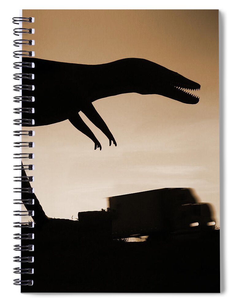 Travel Spiral Notebook featuring the photograph Route 66 - Lost Dinosaur by Mike McGlothlen