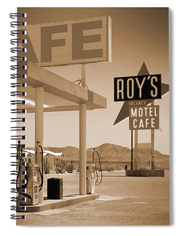Roy's Motel Spiral Notebook featuring the photograph Route 66 - Roy's Motel by Mike McGlothlen