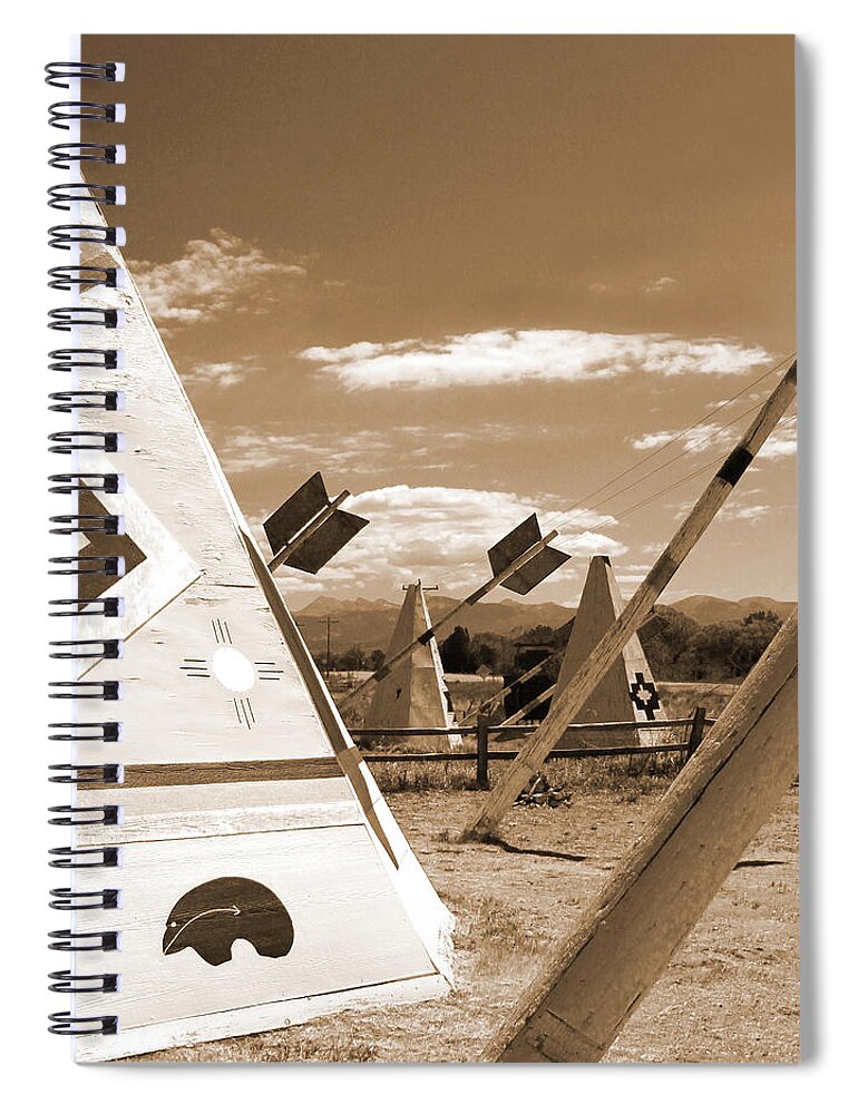 Tee Pee Spiral Notebook featuring the photograph Route 66 - Wig Wam with Large Arrows by Mike McGlothlen