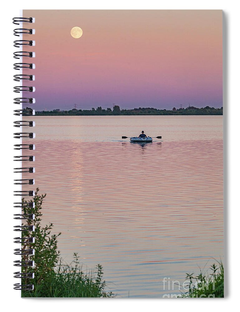 Holland Spiral Notebook featuring the photograph Rowing to the moon by Casper Cammeraat