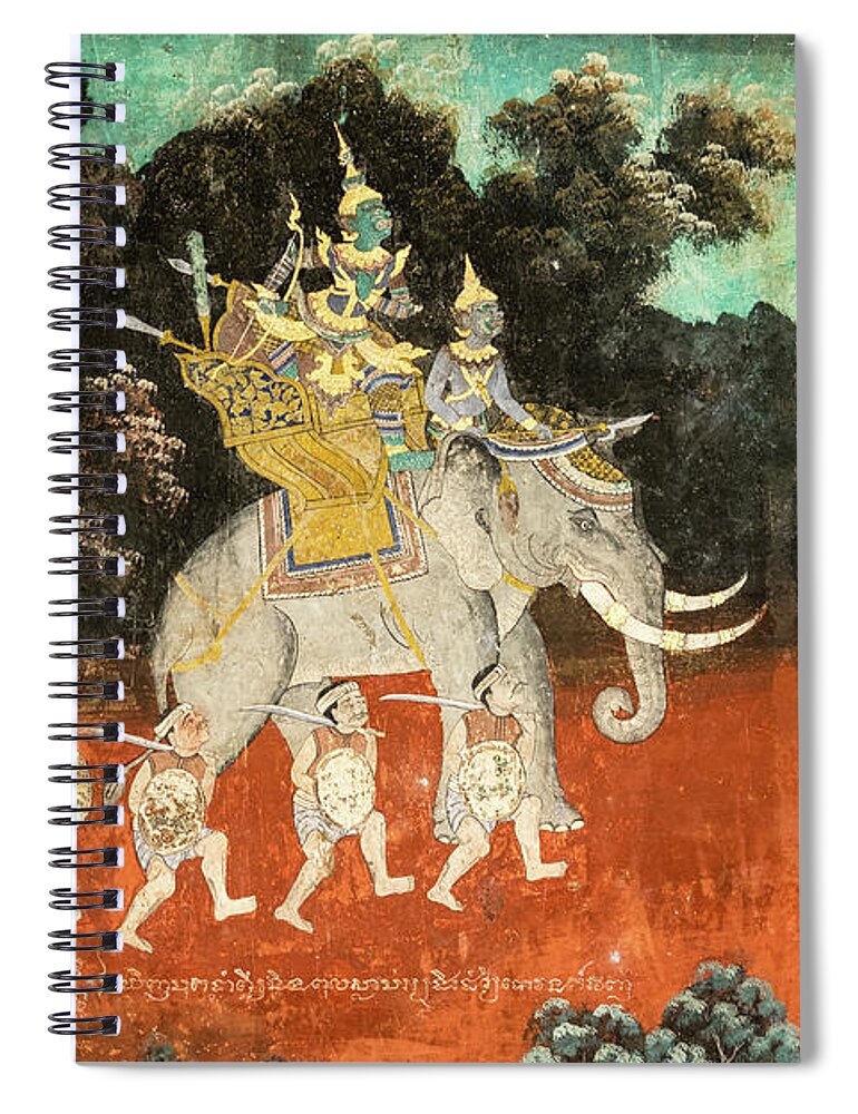 Cambodia Spiral Notebook featuring the photograph Royal Palace Ramayana 01 by Rick Piper Photography