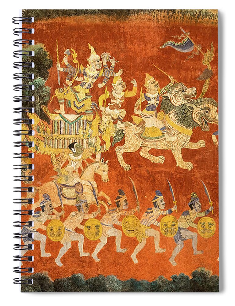 Cambodia Spiral Notebook featuring the photograph Royal Palace Ramayana 02 by Rick Piper Photography