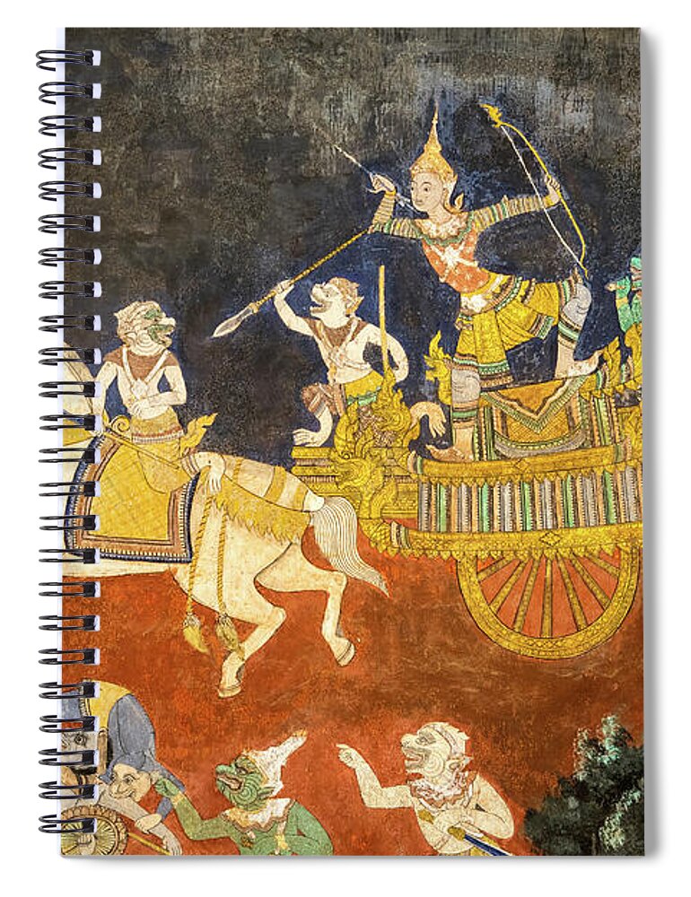Cambodia Spiral Notebook featuring the photograph Royal Palace Ramayana 07 by Rick Piper Photography