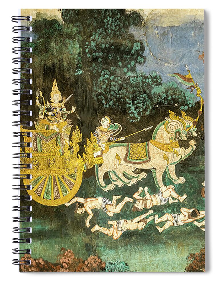 Cambodia Spiral Notebook featuring the photograph Royal Palace Ramayana 19 by Rick Piper Photography