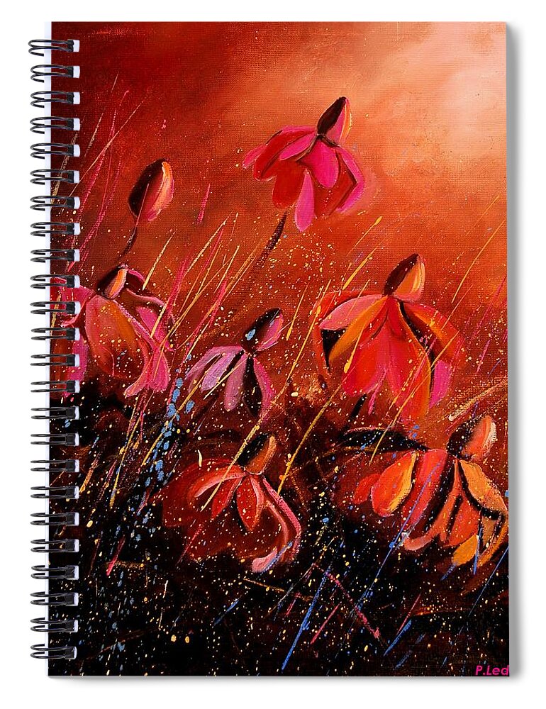 Poppies Spiral Notebook featuring the painting Rudbeckia's 45 by Pol Ledent