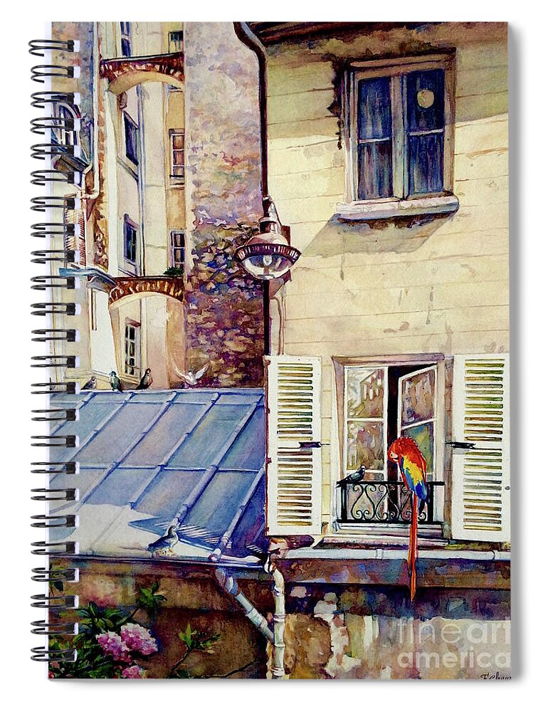 Rue Alent Spiral Notebook featuring the painting Rue Allent - Paris 7eme - France by Francoise Chauray