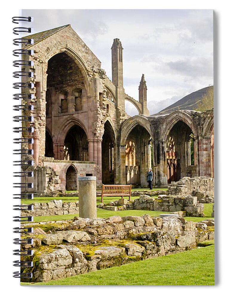 Melrose Abbey Spiral Notebook featuring the photograph Ruins. Melrose Abbey. by Elena Perelman
