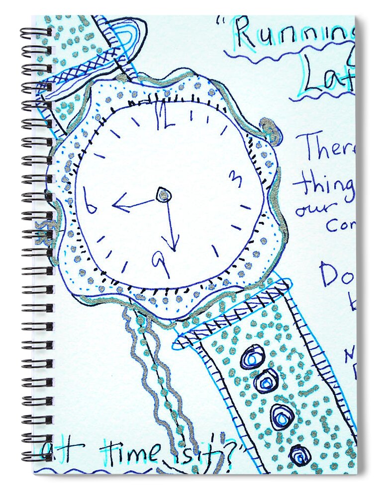 Zentangle Spiral Notebook featuring the drawing On Time by Carole Brecht