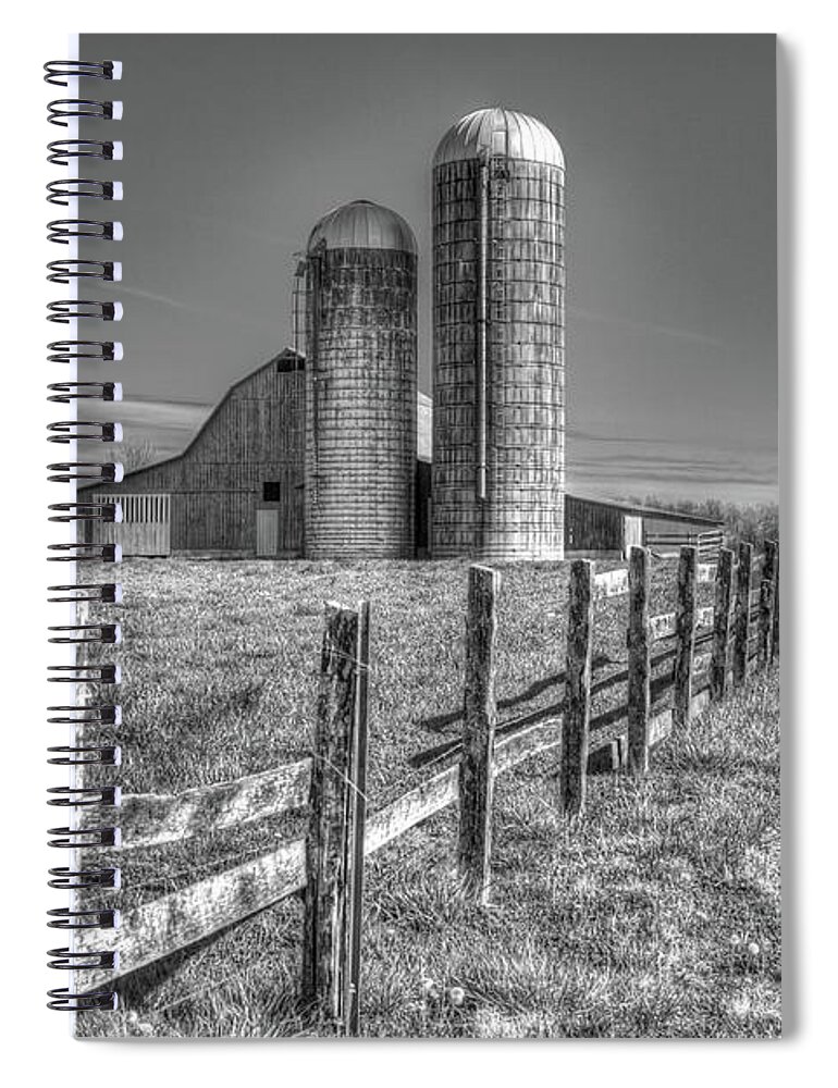 Reid Callaway Rural America 2 Spiral Notebook featuring the photograph Rural America 2 Barn and Silos Tennessee by Reid Callaway