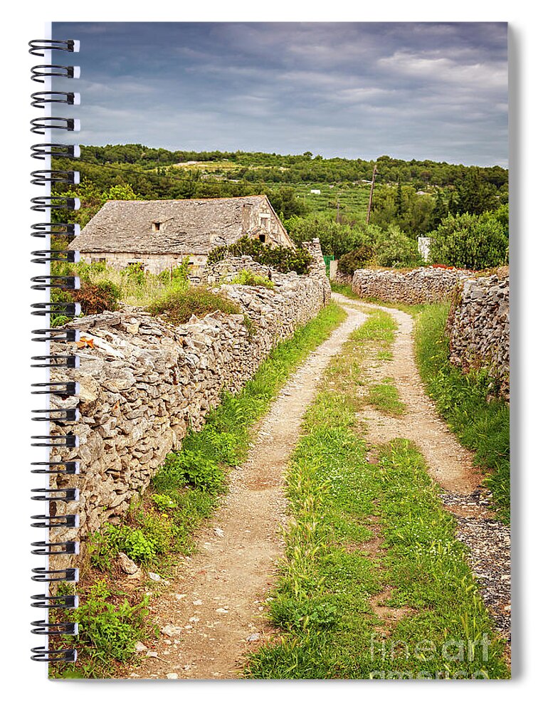 Barn Spiral Notebook featuring the photograph Rural gravel path by Sophie McAulay