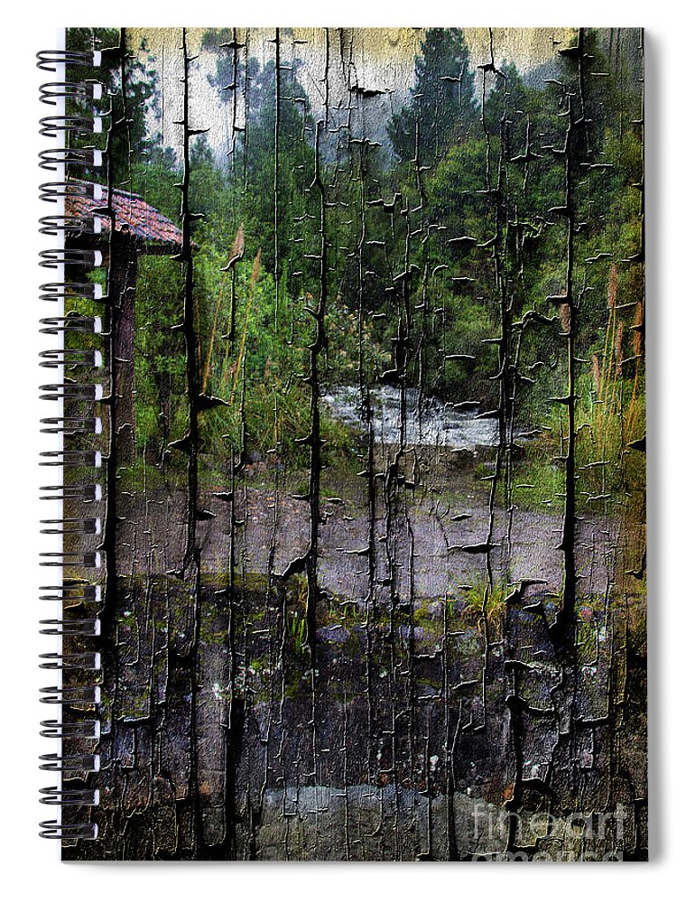 Chorros Spiral Notebook featuring the photograph Rushing Cascade In The Andes - On Bark by Al Bourassa