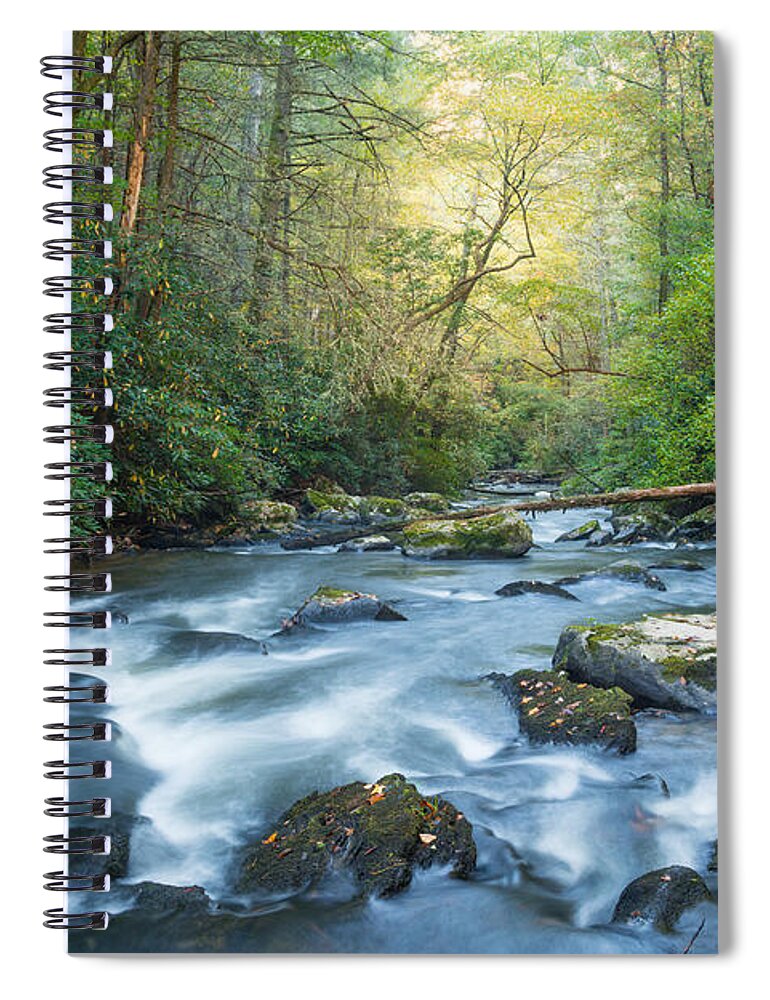 Appalachia Spiral Notebook featuring the photograph Rushing Downstream by Debra and Dave Vanderlaan