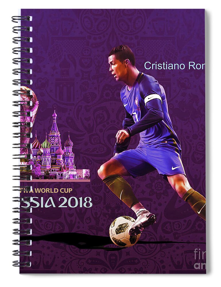  Spiral Notebook featuring the painting Russia 2018 football World Cup by Gull G