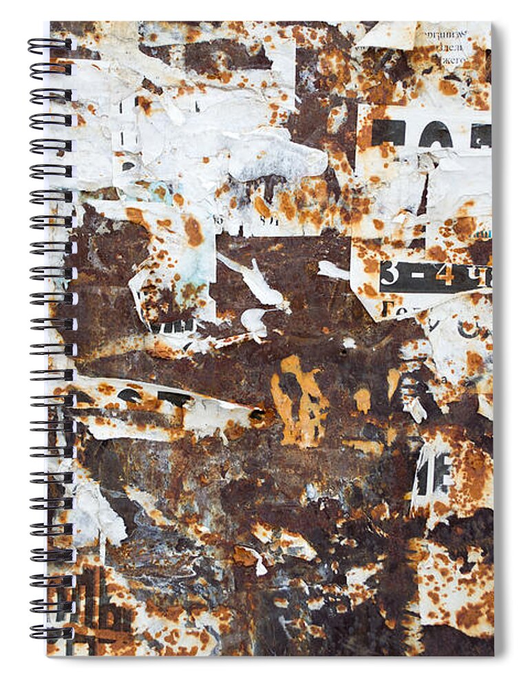 Abstract Spiral Notebook featuring the photograph Rust and Torn Paper Posters by John Williams