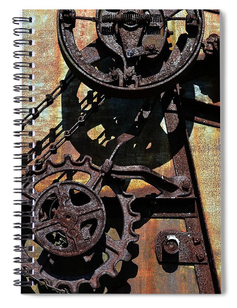 Retro Spiral Notebook featuring the photograph Rusted Gears 2.0 by Michelle Calkins