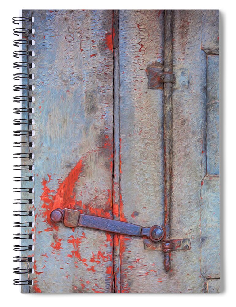 David Letts Spiral Notebook featuring the painting Rusted Iron Door Handle by David Letts
