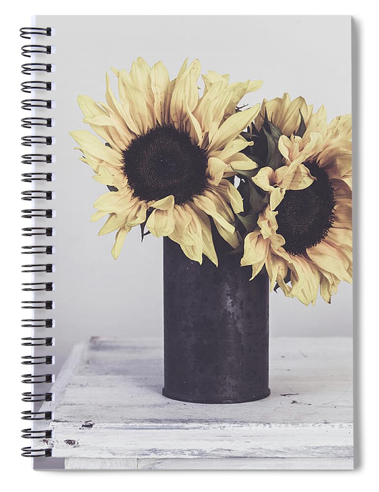 Sunflower Spiral Notebook featuring the photograph Rustic Sunflowers by Kim Hojnacki