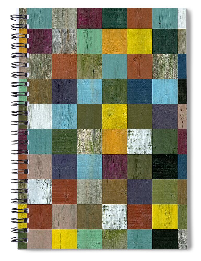 Textured Spiral Notebook featuring the painting Rustic Wooden Abstract 100 by Michelle Calkins