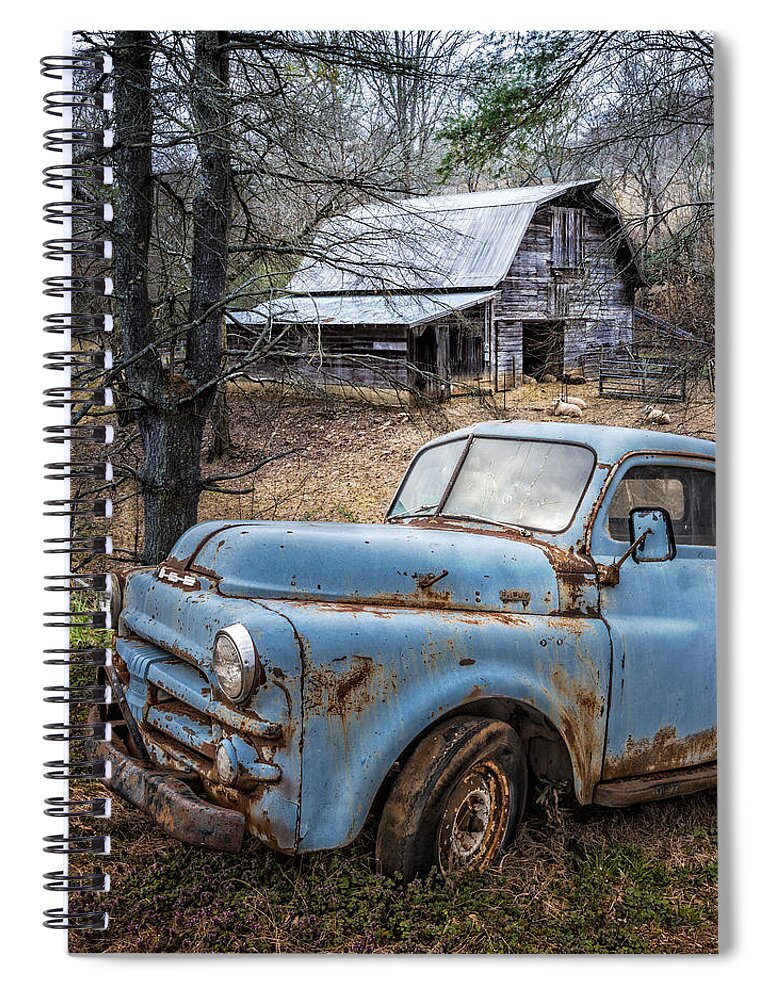 1950s Spiral Notebook featuring the photograph Rusty Blue Dodge by Debra and Dave Vanderlaan