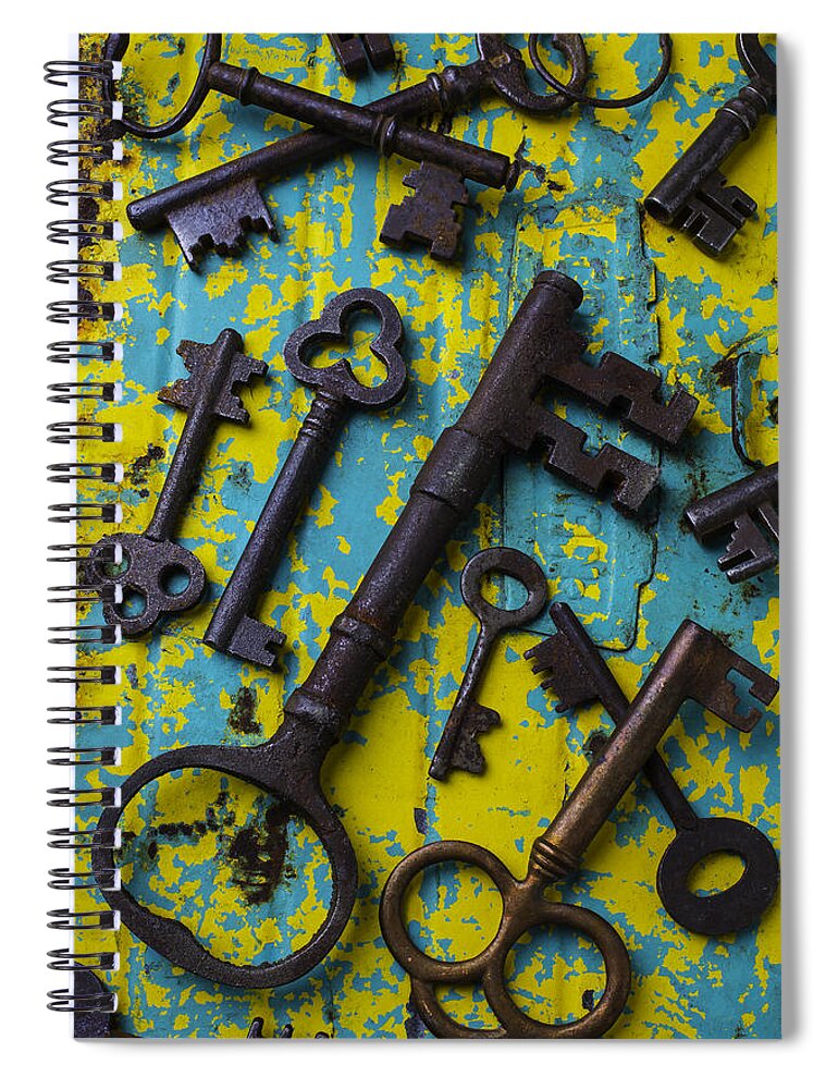 Old Spiral Notebook featuring the photograph Rusty Keys by Garry Gay