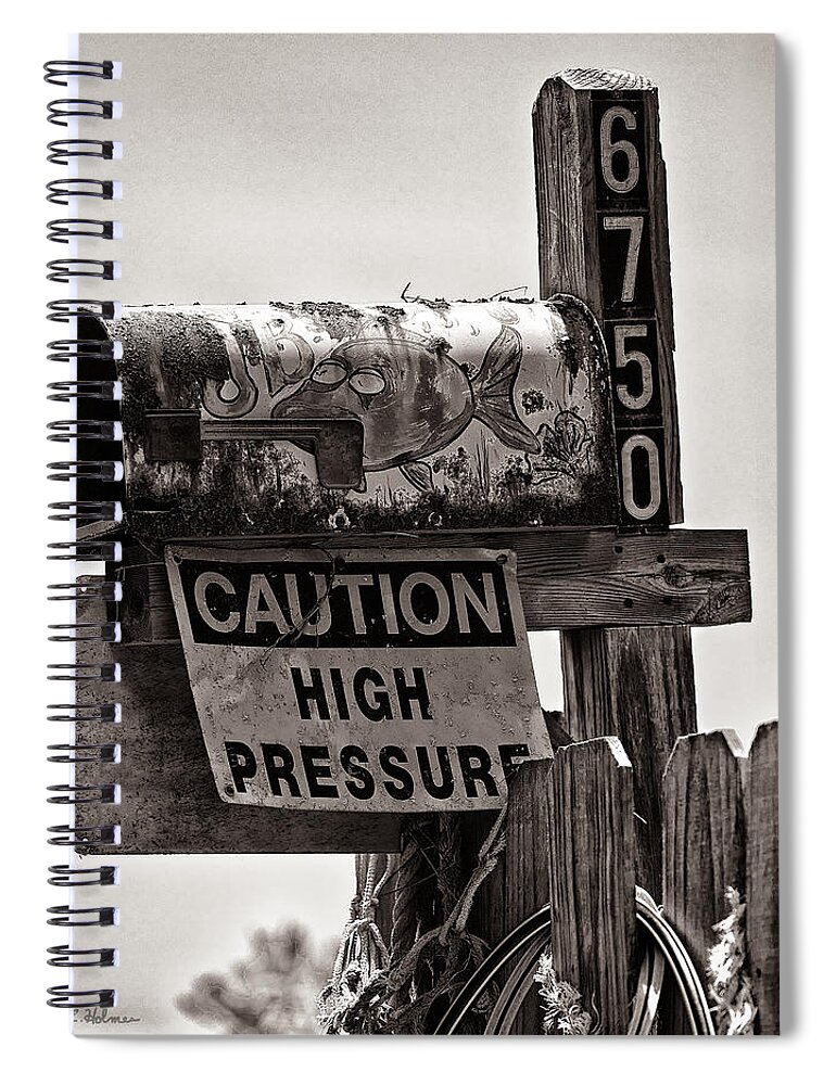 Mailbox Spiral Notebook featuring the photograph Rusty Mailbox - Sepia by Christopher Holmes