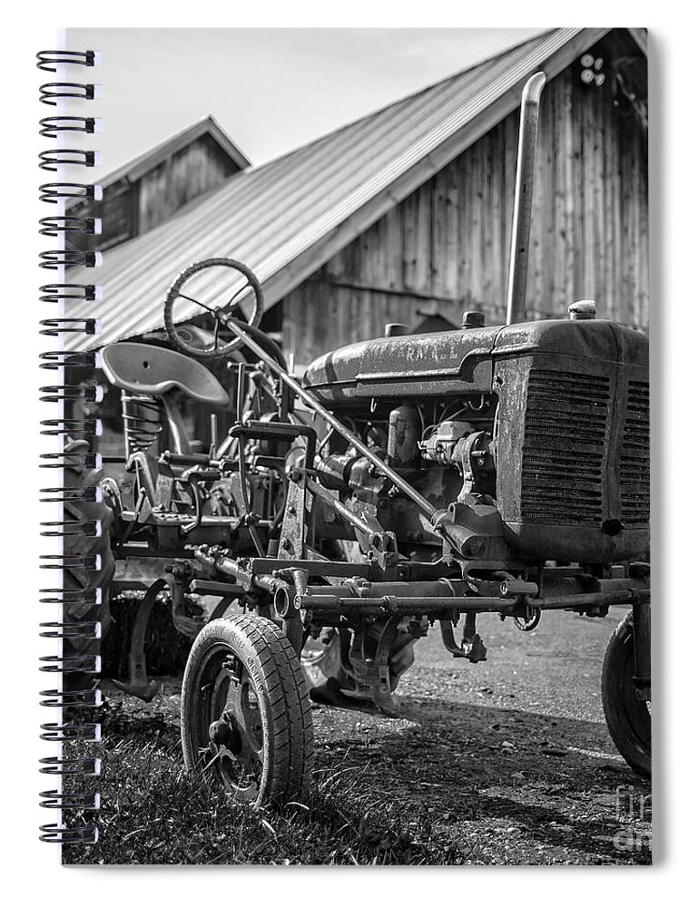 Vermont Spiral Notebook featuring the photograph Rusty old Farmall Tractor Stowe Vermont by Edward Fielding
