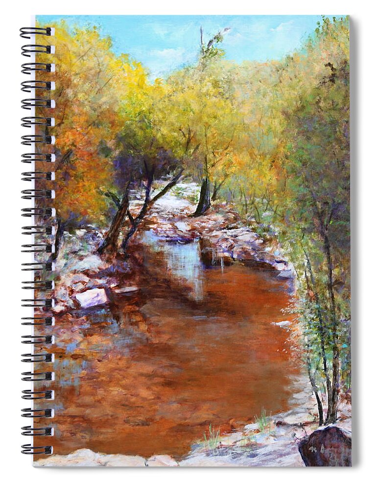 Tucson Spiral Notebook featuring the painting Sabino Canyon Scenes by M Diane Bonaparte