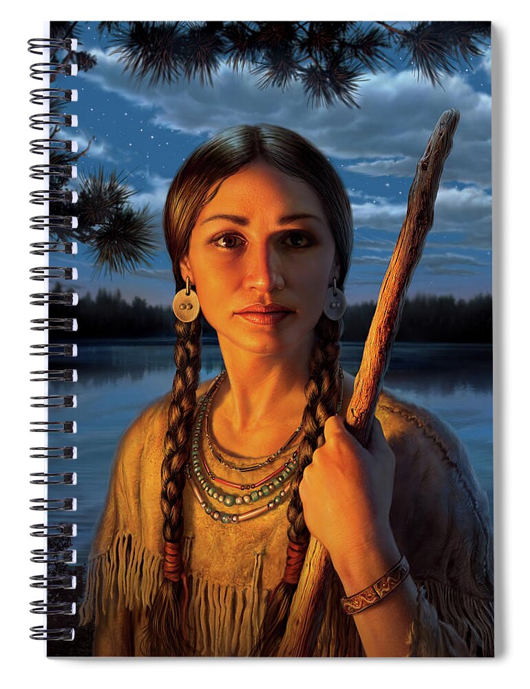 Sacagawea Spiral Notebook featuring the digital art Sacagawea by Mark Fredrickson
