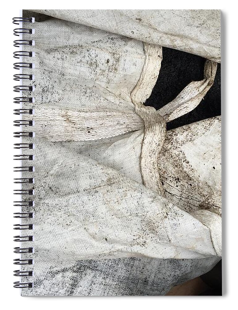 Black And White Composition Gritty Spiral Notebook featuring the photograph Sacks of Soil 1-1 by J Doyne Miller