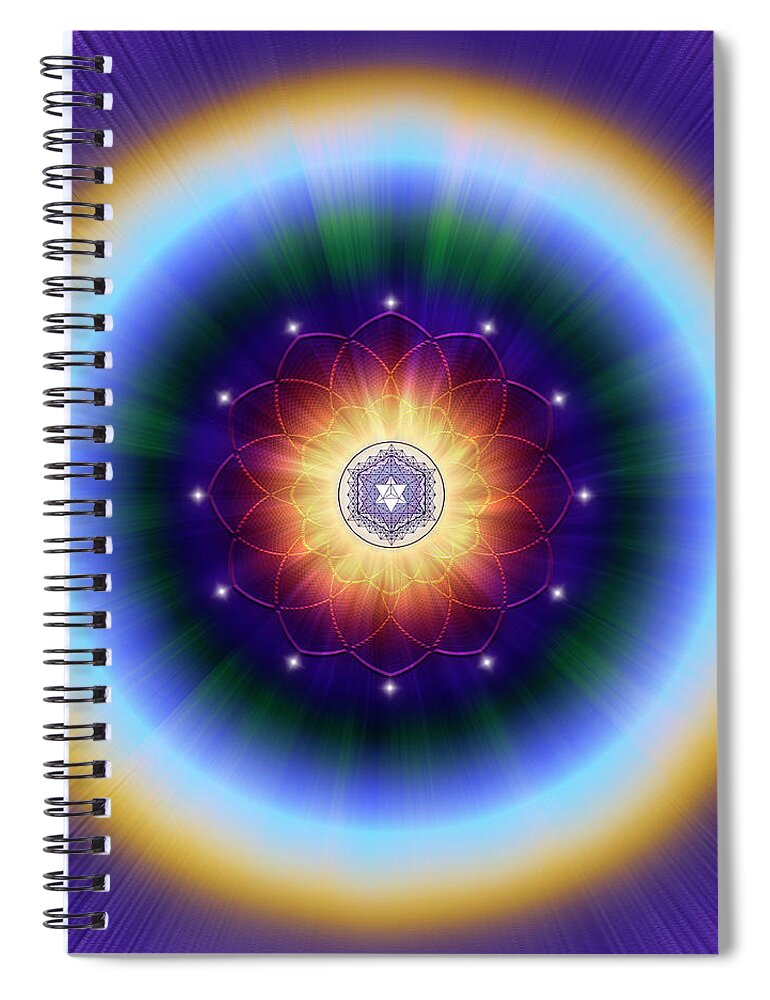 Endre Spiral Notebook featuring the digital art Sacred Geometry 724 by Endre Balogh