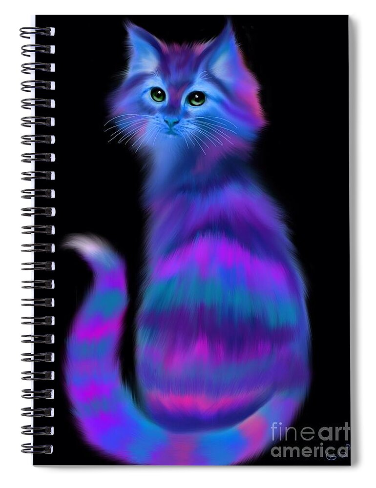 Cats Spiral Notebook featuring the painting Sad Eyed Colorful Cat by Nick Gustafson