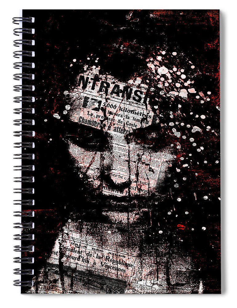 Marian Voicu Spiral Notebook featuring the digital art Sad News by Marian Voicu