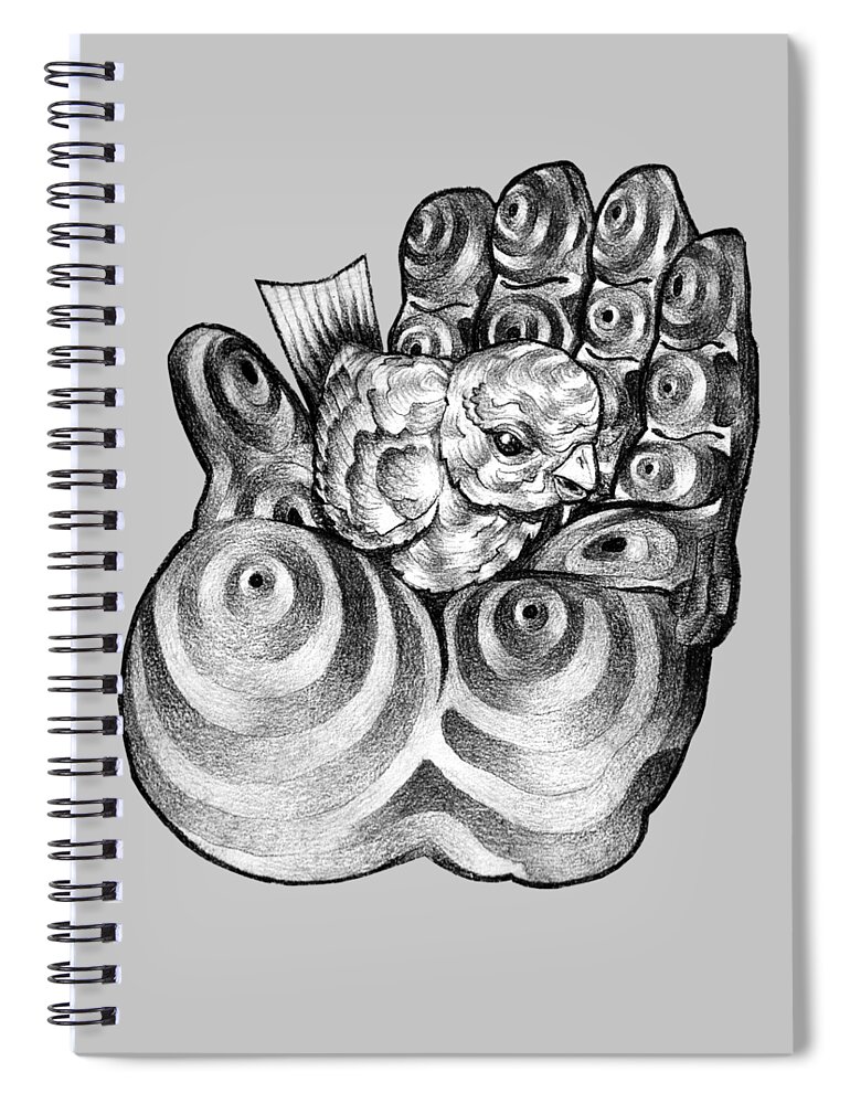 Mouseizm Spiral Notebook featuring the drawing Safty Nest by Myron Belfast