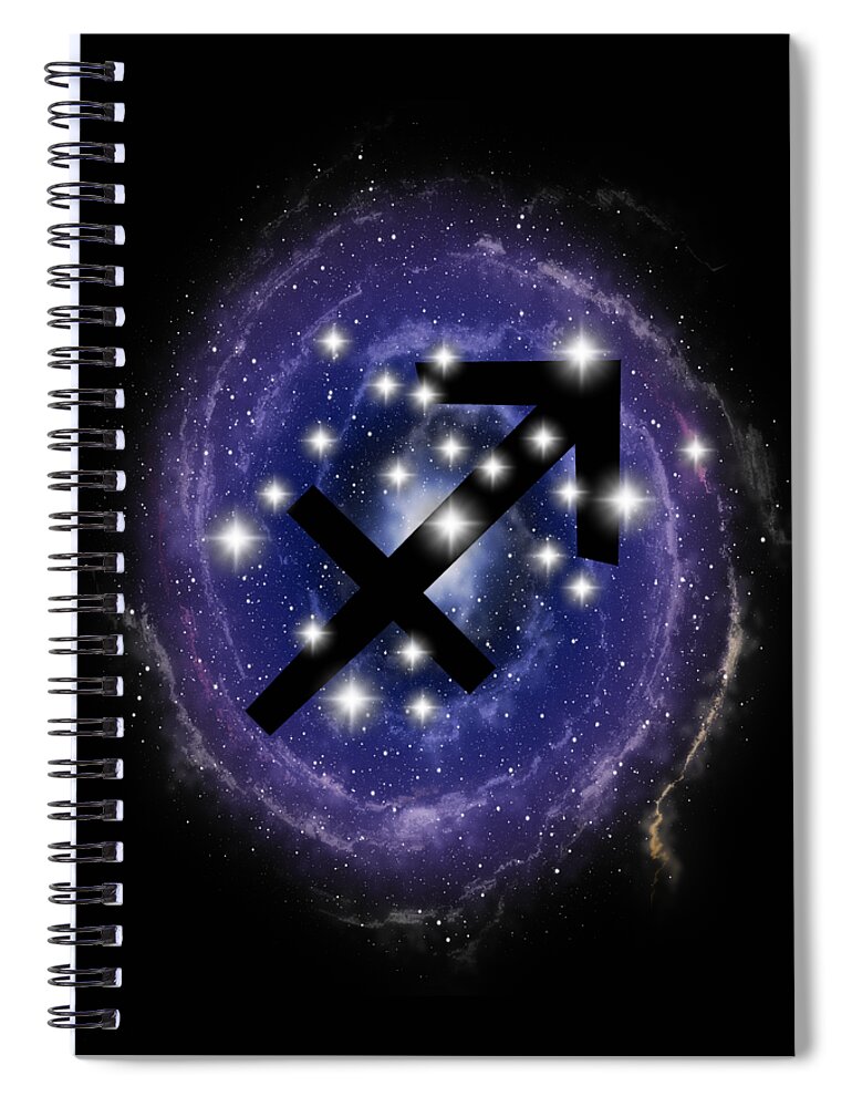 Sagittarius Spiral Notebook featuring the digital art Sagittarius Zodiac Sign Stars Constellation by Garaga Designs