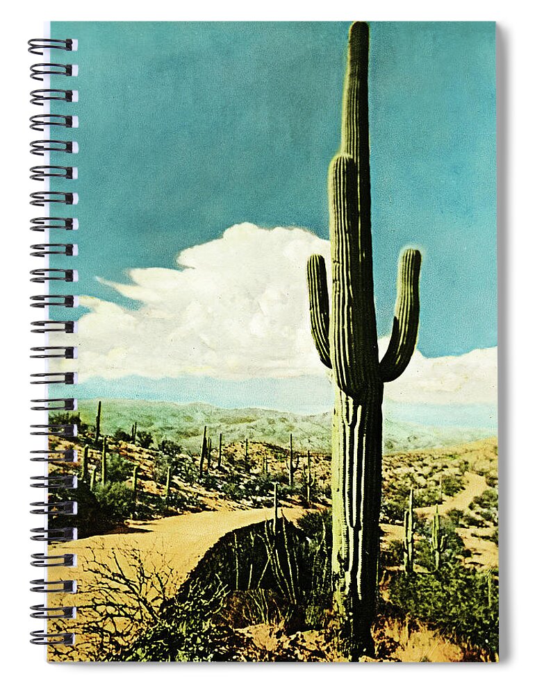 Vintage Spiral Notebook featuring the photograph Saguaro Cactus by Marilyn Hunt