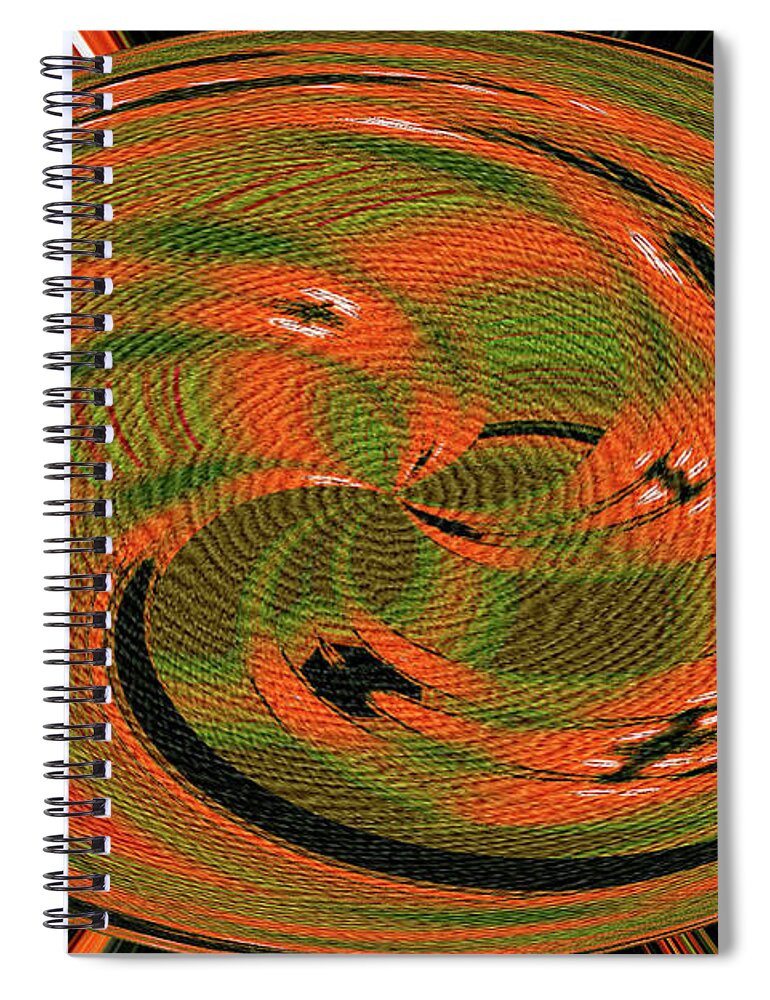 Saguaro Moon Rise Oval Abstract Spiral Notebook featuring the digital art Saguaro Moon Rise Oval Abstract by Tom Janca