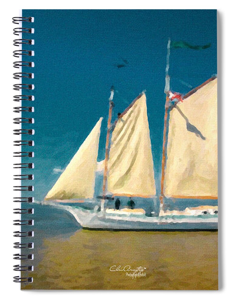 Nautical Spiral Notebook featuring the painting Sail Away by Chris Armytage