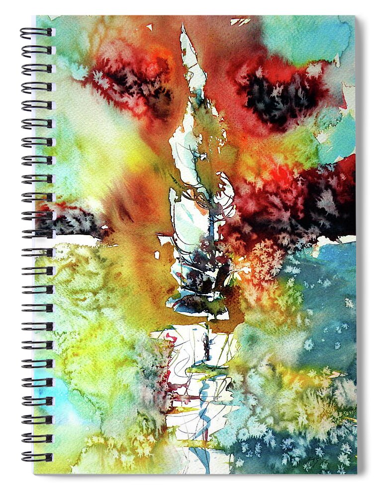 Sailboat Spiral Notebook featuring the painting Sailboat after storm by Kovacs Anna Brigitta
