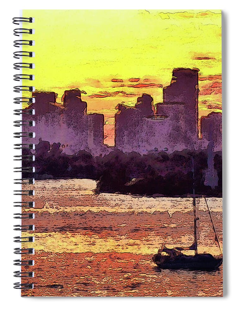 Miami Spiral Notebook featuring the photograph Sailboat Anchored For The Night by Phil Perkins