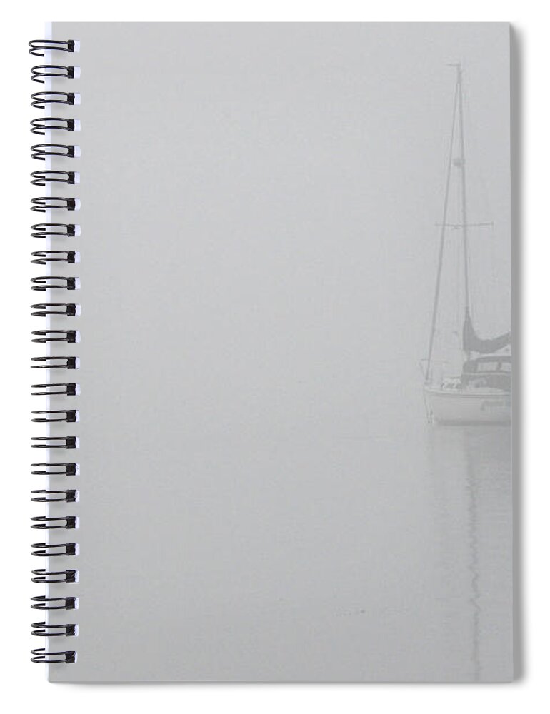 Boat Spiral Notebook featuring the photograph Sailboat In Fog by Tim Nyberg