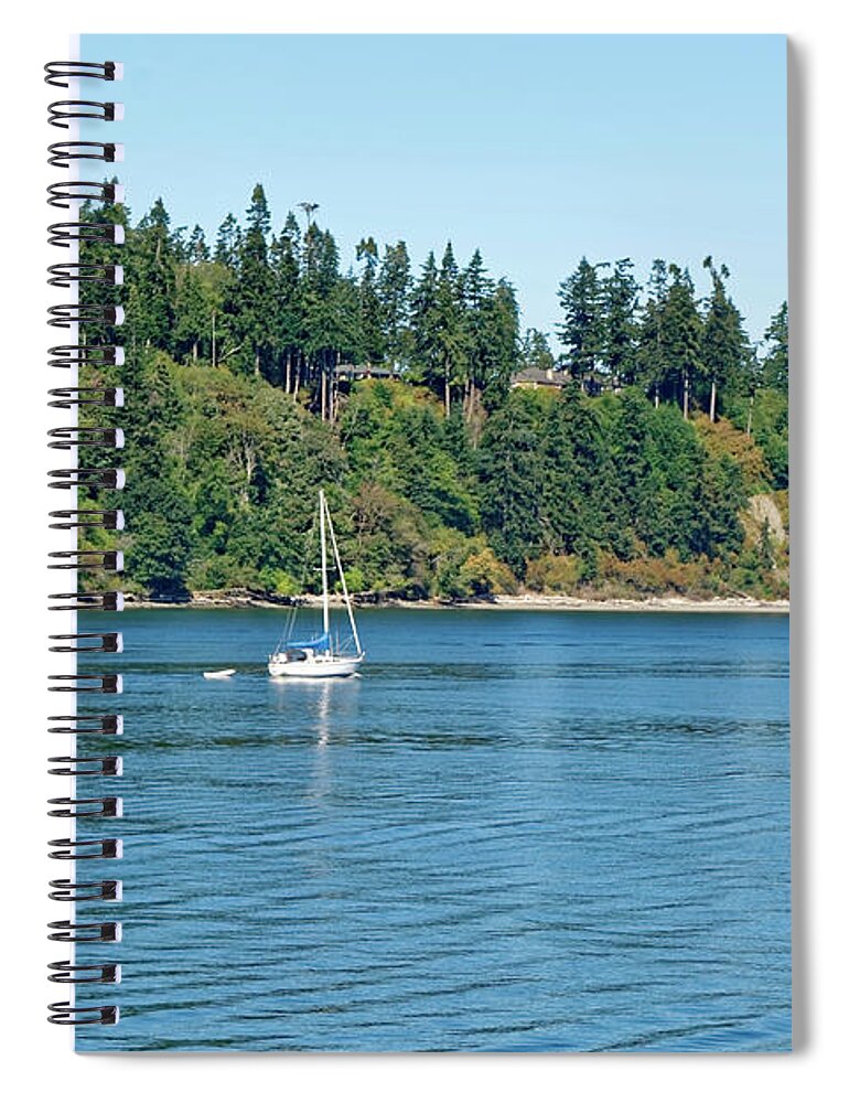 Sailboat Spiral Notebook featuring the photograph Sailboat near San Juan Islands by Peter Ponzio