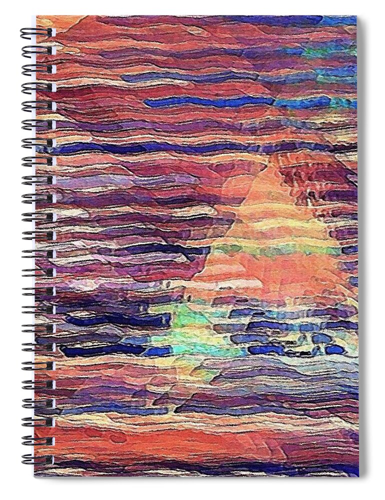 Waves Spiral Notebook featuring the digital art Sailing at Sunset by David Manlove
