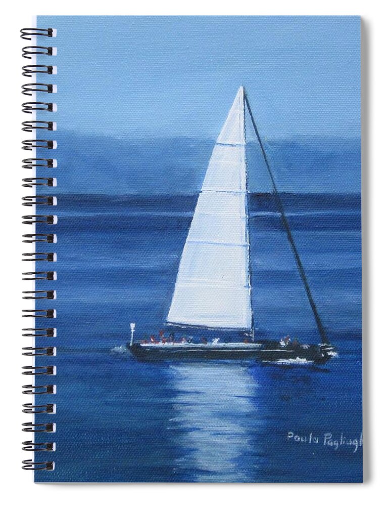 Acrylic Spiral Notebook featuring the painting Sailing The Blues by Paula Pagliughi
