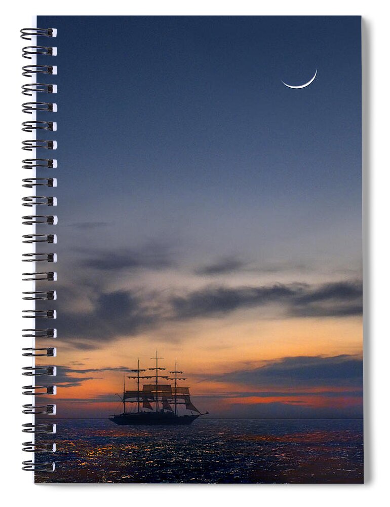 Sail Spiral Notebook featuring the photograph Sailing to the Moon by Mike McGlothlen