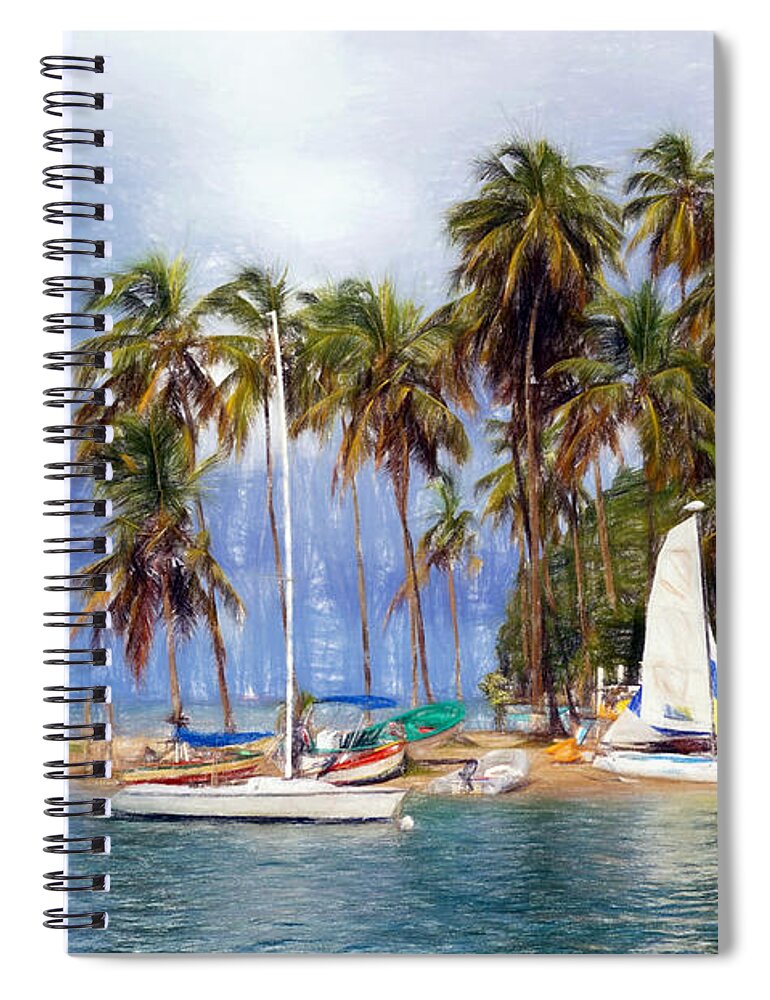 Caribbean Spiral Notebook featuring the photograph Sails and Palms by Sue Melvin