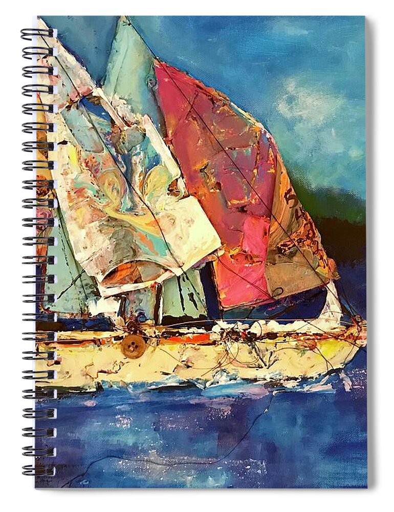 Boating Spiral Notebook featuring the painting Sails Away by Sherry Harradence