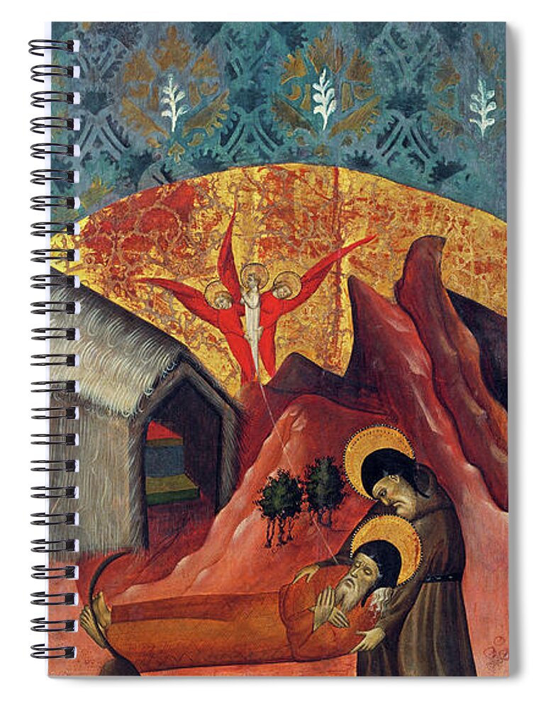 Pasqual Ortoneda Spiral Notebook featuring the painting Saint Anthony the Abbot Burying Saint Paul the Hermit by Pasqual Ortoneda