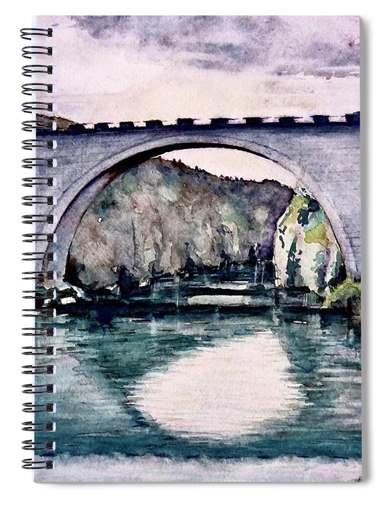 Saint Bridge Spiral Notebook featuring the painting Saint Bridge by Geni Gorani